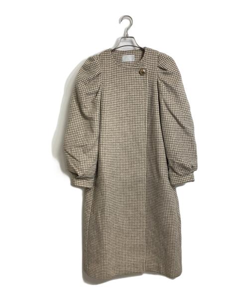 CELFORD（セルフォード）CELFORD (セルフォード) メタルボタンパフスリーブコート　ノーカラーコート　ロングコート ベージュ サイズ:38の古着・服飾アイテム