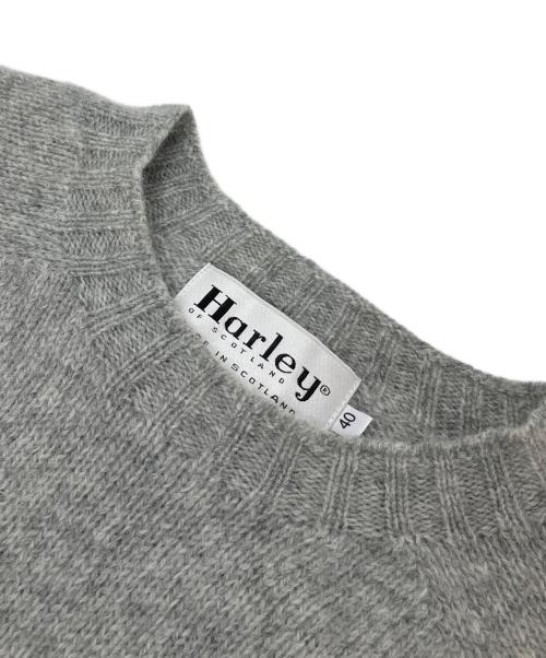 Harley of SCOTLAND（ハーレーオブスコットランド）HARLEY OF SCOTLAND (ハーレーオブスコットランド) クルーネックニット　ウールニット グレー サイズ:40の古着・服飾アイテム
