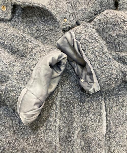 FRAY ID（フレイ アイディー）FRAY ID (フレイ アイディー) ウールモヘアブークレミドルコート ブルーの古着・服飾アイテム