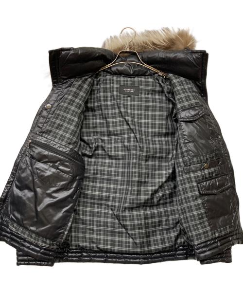 BURBERRY BLACK LABEL（バーバリーブラックレーベル）BURBERRY BLACK LABEL (バーバリーブラックレーベル) 裏地チェックシルバーフォックスファーダウンジャケット ブラック サイズ:Lの古着・服飾アイテム