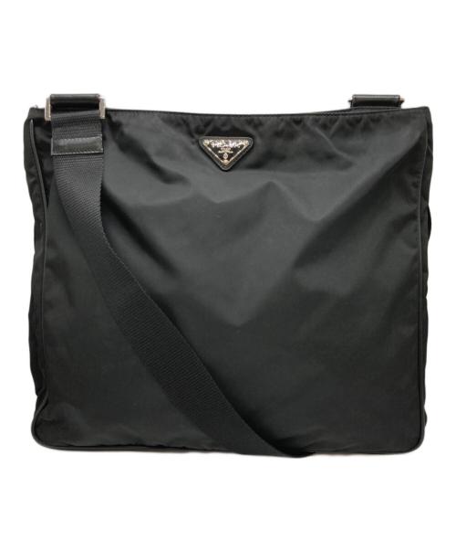PRADA（プラダ）PRADA (プラダ) 三角ロゴプレートショルダーバッグ ブラックの古着・服飾アイテム