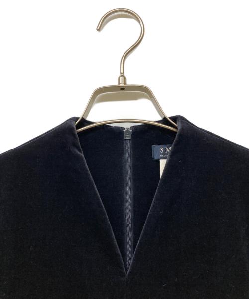 'S Max Mara（エスマックスマーラ）'S Max Mara (エスマックスマーラ) ベルベットワンピース ネイビー サイズ:36の古着・服飾アイテム