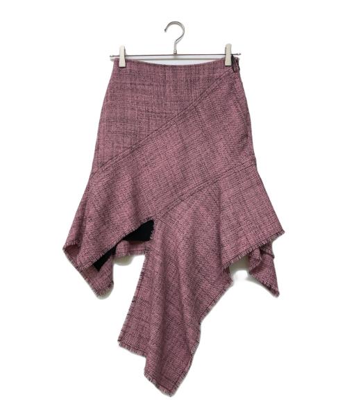 STELLA McCARTNEY（ステラマッカートニー）STELLA McCARTNEY (ステラマッカートニー) ツイードアシンメトリースカート ピンク サイズ:36の古着・服飾アイテム