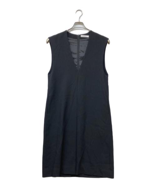 CINOH（チノ）CINOH (チノ) ウールVネックバックラインワンピース ブラック サイズ:-の古着・服飾アイテム