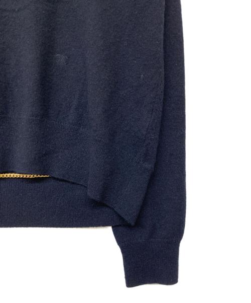 CELINE（セリーヌ）CELINE (セリーヌ) フィービー期トリオンフ刺繍カシミヤクルーネックニット ネイビー サイズ:Mの古着・服飾アイテム