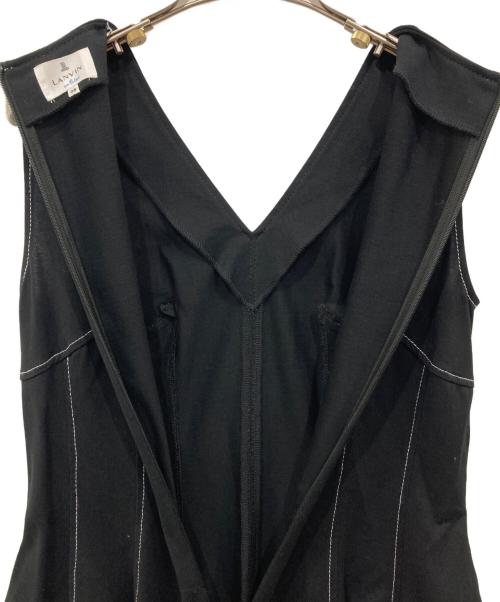 LANVIN en Bleu（ランバンオンブルー）LANVIN en Bleu (ランバンオンブルー) カラーステッチコクーンカットソーワンピース ブラック サイズ:38の古着・服飾アイテム