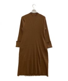 DES PRES（デ プレ）の古着「ウーステッドウールリブ フレアワンピース」｜ブラウン