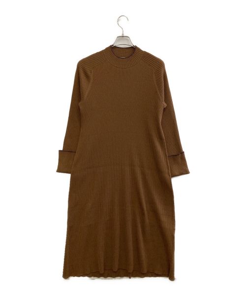 DES PRES（デ プレ）DES PRES (デ プレ) ウーステッドウールリブ フレアワンピース ブラウン サイズ:36の古着・服飾アイテム