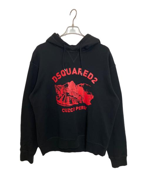 DSQUARED2（ディースクエアード）DSQUARED2 (ディースクエアード) CUZCOパーカー ブラック×レッド サイズ:XLの古着・服飾アイテム