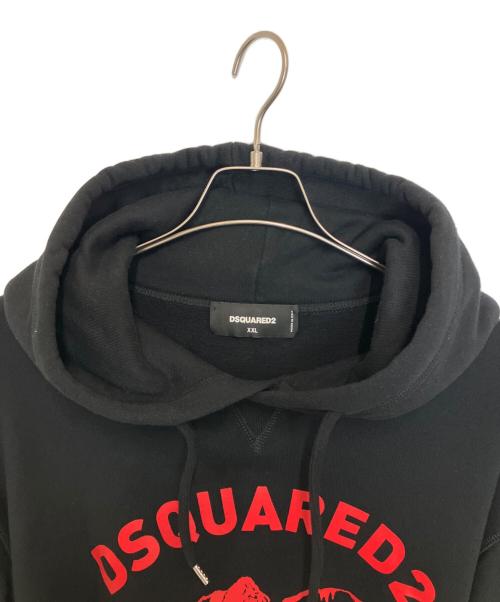 DSQUARED2（ディースクエアード）DSQUARED2 (ディースクエアード) CUZCOパーカー ブラック×レッド サイズ:XLの古着・服飾アイテム