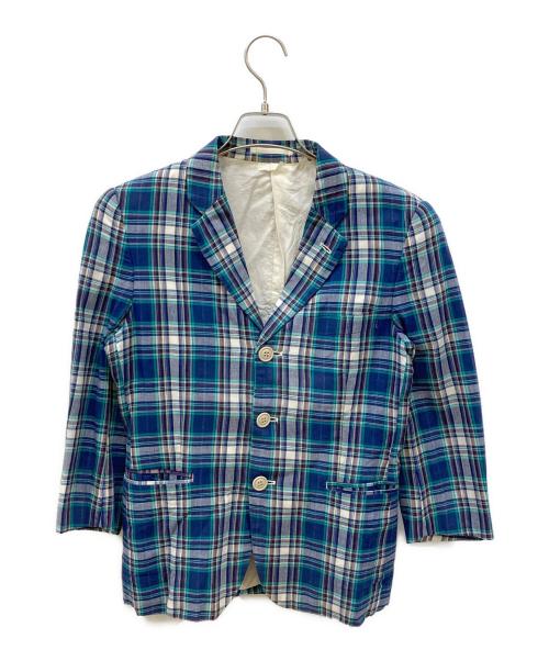 COMME des GARCONS HOMME PLUS（コムデギャルソンオムプリュス）COMME des GARCONS HOMME PLUS (コムデギャルソンオムプリュス) チェックテーラードジャケット ネイビー サイズ:Sの古着・服飾アイテム
