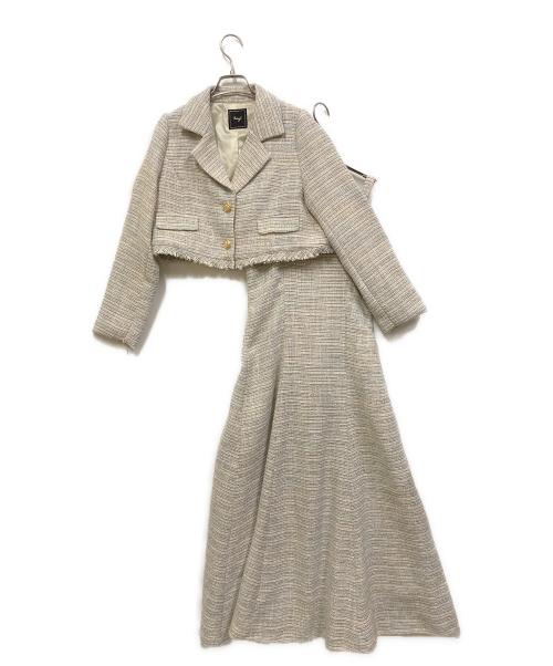 Swingle（スウィングル）Swingle (スウィングル) ツイードジャケット&ワンピースセットアップ サックス サイズ:SIZE Mの古着・服飾アイテム