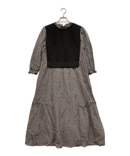 Rose Tiara（ローズティアラ）Rose Tiara (ローズティアラ) ドッキングワンピース ブラック サイズ:38の古着・服飾アイテム