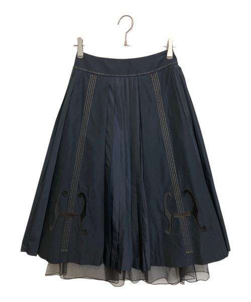 Jane Marple（ジェーンマープル）Jane Marple (ジェーンマープル) Violin embroideryゴアードスカート ネイビー サイズ:Mの古着・服飾アイテム