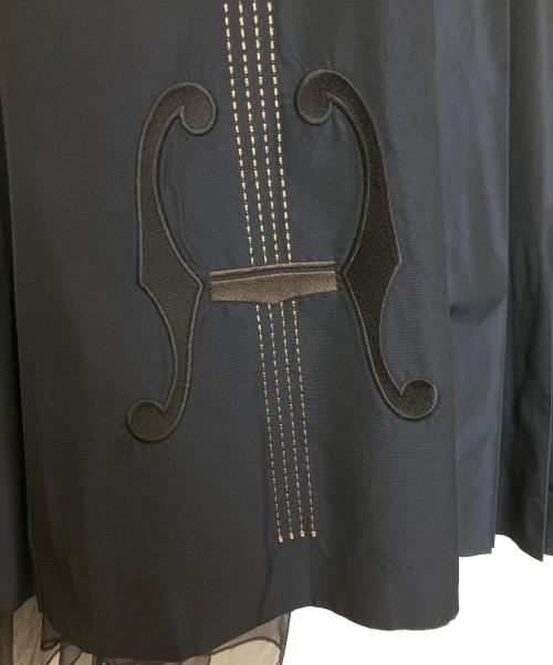 Jane Marple（ジェーンマープル）Jane Marple (ジェーンマープル) Violin embroideryゴアードスカート ネイビー サイズ:Mの古着・服飾アイテム