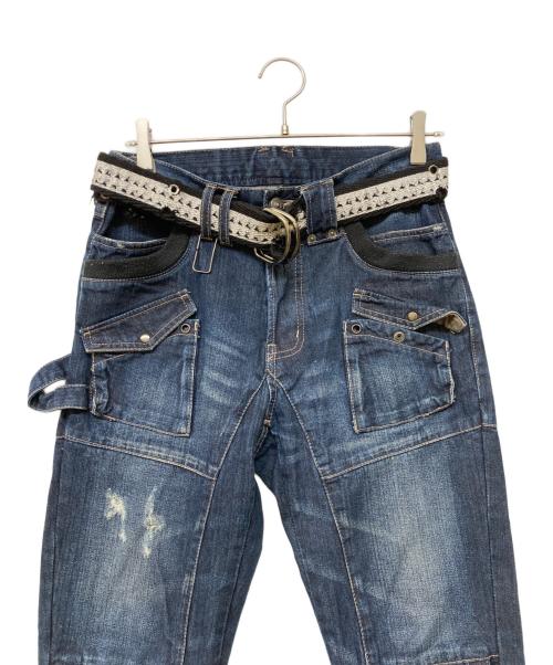 PPFM（ピーピーエフエム）PPFM (ピーピーエフエム) 00s Y2K BONDAGE PANTS インディゴ サイズ:-の古着・服飾アイテム