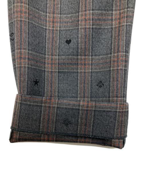 GUCCI（グッチ）GUCCI (グッチ) Symbols Check Wool Pants グレー×レッド サイズ:46の古着・服飾アイテム