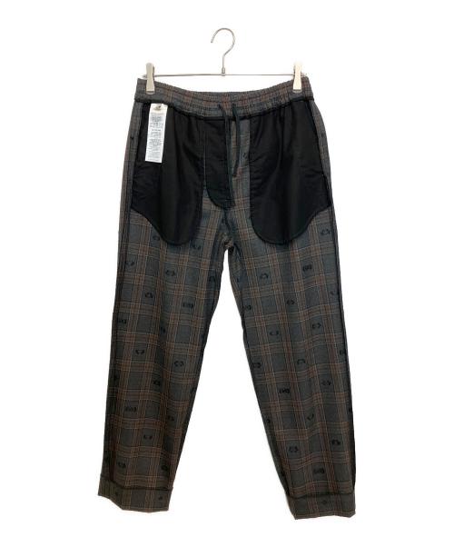 GUCCI（グッチ）GUCCI (グッチ) Symbols Check Wool Pants グレー×レッド サイズ:46の古着・服飾アイテム