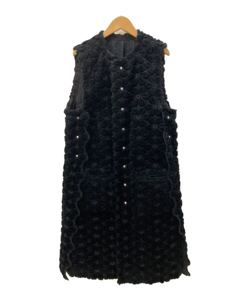 noir kei ninomiya（ノワール ケイ ニノミヤ）noir kei ninomiya (ノワール ケイ ニノミヤ) フラワーフェイクファーベスト ブラック サイズ:Sの古着・服飾アイテム