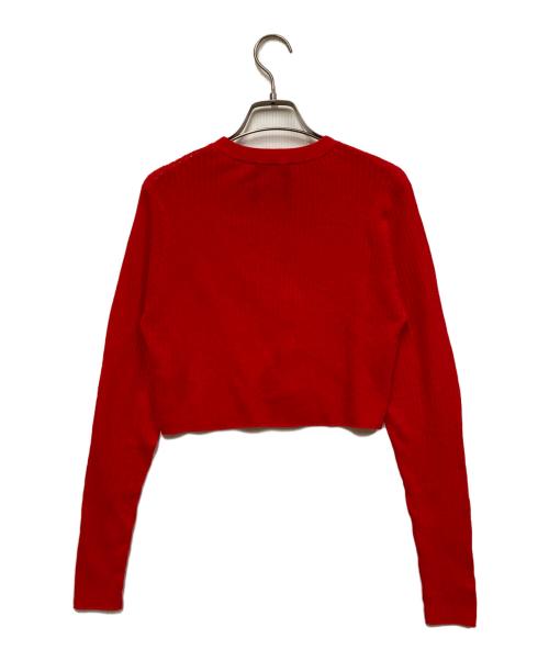 N.O.R.C（ノーク）N.O.R.C (ノーク) ホールガーメントシアーリブニットカーディガン レッド サイズ:FREEの古着・服飾アイテム