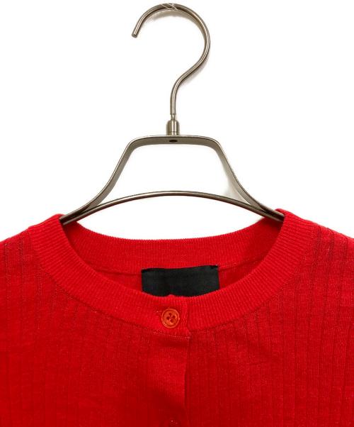 N.O.R.C（ノーク）N.O.R.C (ノーク) ホールガーメントシアーリブニットカーディガン レッド サイズ:FREEの古着・服飾アイテム