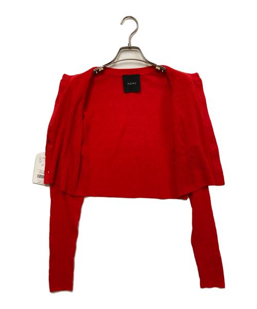 N.O.R.C（ノーク）N.O.R.C (ノーク) ホールガーメントシアーリブニットカーディガン レッド サイズ:FREEの古着・服飾アイテム