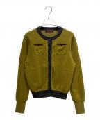 CABANキャバン）の古着「コットンカシミヤ バイカラークルーネックカーディガン」｜カーキ