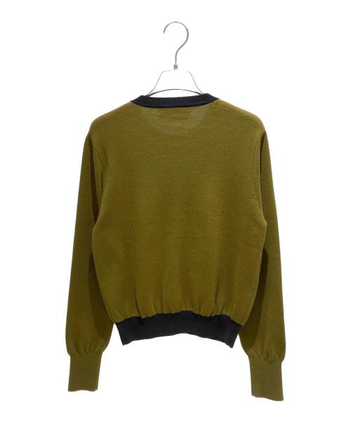 CABAN（キャバン）CABAN (キャバン) コットンカシミヤ バイカラークルーネックカーディガン カーキ サイズ:FREEの古着・服飾アイテム