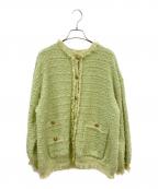 Mila Owenミラオーウェン）の古着「ツイードニットジャケット」｜グリーン