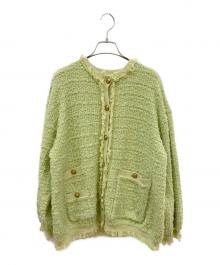 Mila Owen（ミラオーウェン）の古着「ツイードニットジャケット」｜グリーン