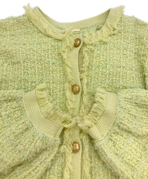 Mila Owen（ミラオーウェン）Mila Owen (ミラオーウェン) ツイードニットジャケット グリーン サイズ:1の古着・服飾アイテム