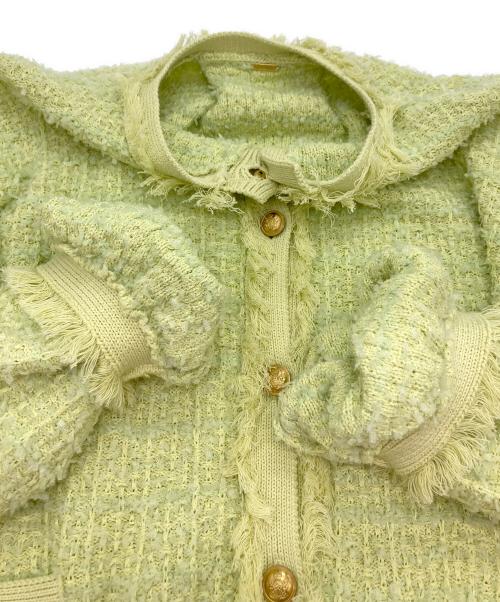 Mila Owen（ミラオーウェン）Mila Owen (ミラオーウェン) ツイードニットジャケット グリーン サイズ:1の古着・服飾アイテム