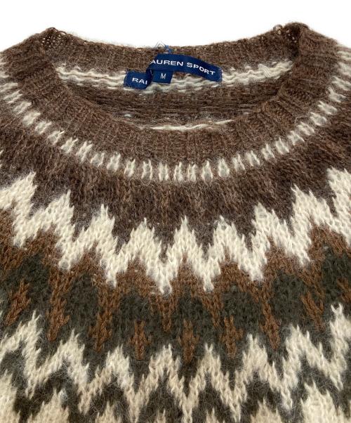 RALPH LAUREN SPORT（ラルフローレン スポーツ）RALPH LAUREN SPORT (ラルフローレン スポーツ) モヘヤアルパカ混ノルディックセーター ブラウン×アイボリー サイズ:Mの古着・服飾アイテム