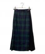 O'NEIL OF DUBLINオニールオブダブリン）の古着「2カラーコンビキルトチェックスカート」｜グリーン