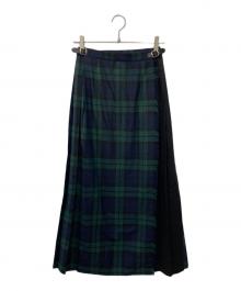 O'NEIL OF DUBLIN（オニールオブダブリン）の古着「2カラーコンビキルトチェックスカート」｜グリーン