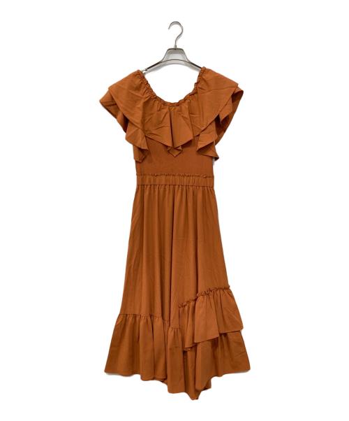 Diagram（ダイアグラム）Diagram (ダイアグラム) フリルニットワンピース ブラウン サイズ:36の古着・服飾アイテム