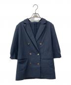 LUMINOSO COMMECAルミノーゾコムサ）の古着「綿麻ポリエステルストレッチ ダブルブレストジャケット」｜グレー
