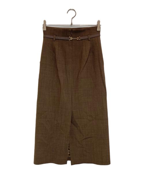 UNTITLED（アンタイトル）UNTITLED (アンタイトル) ベルトデザインタイトスカート ブラウン サイズ:SIZE Sの古着・服飾アイテム