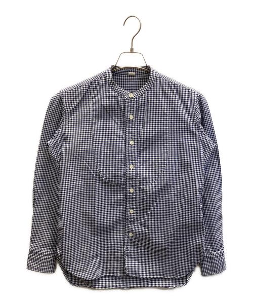 45rpm（45アールピーエム）45rpm (45アールピーエム) バンドカラーギンガムチェックシャツ ネイビー サイズ:2の古着・服飾アイテム