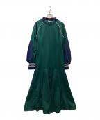 UN3D.アンスリード）の古着「ウェーブラインジャージーワンピース」｜グリーン