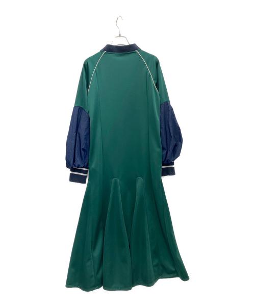 UN3D.（アンスリード）UN3D. (アンスリード) ウェーブラインジャージーワンピース グリーン サイズ:SIZE36の古着・服飾アイテム