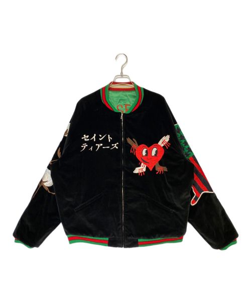 SAINT MICHAEL（セントマイケル）SAINT MICHAEL (セントマイケル) REVERSIBLE SUKAJAN  ブラック/グリーン サイズ:Lの古着・服飾アイテム