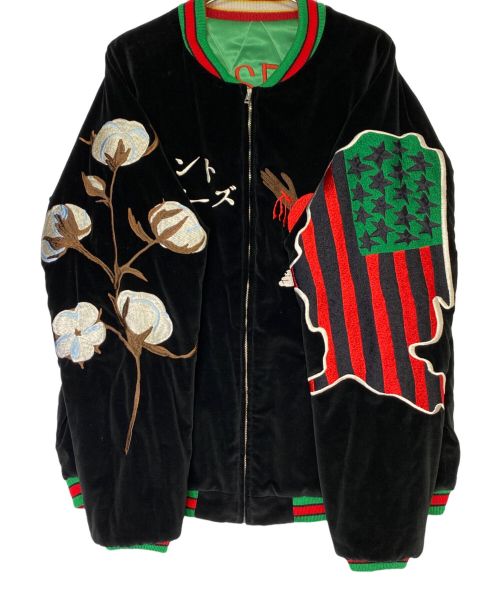 SAINT MICHAEL（セントマイケル）SAINT MICHAEL (セントマイケル) REVERSIBLE SUKAJAN  ブラック/グリーン サイズ:Lの古着・服飾アイテム