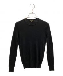DRAWER（ドゥロワー）の古着「18G カシミヤシルクリブクルーネックニット」｜ブラック