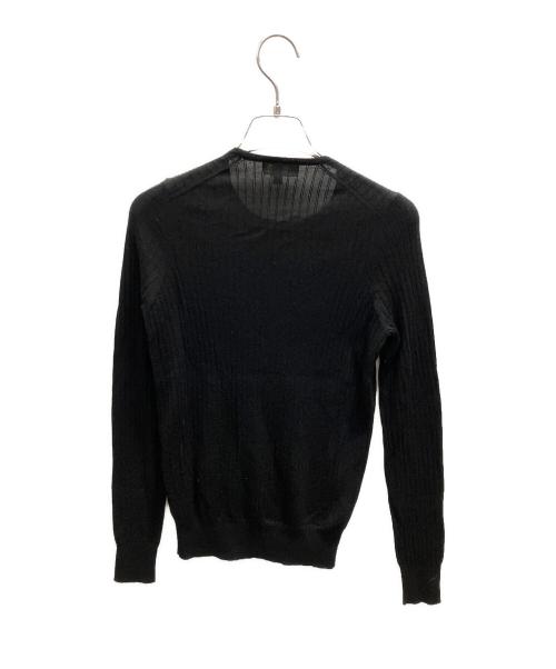 DRAWER（ドゥロワー）DRAWER (ドゥロワー) 18G カシミヤシルクリブクルーネックニット ブラック サイズ:1の古着・服飾アイテム