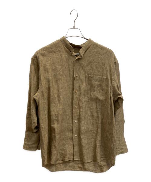POSTELEGANT（ポステレガント）POSTELEGANT (ポステレガント) LINEN CHAMBRAY SHIRT ブラウン サイズ:36の古着・服飾アイテム