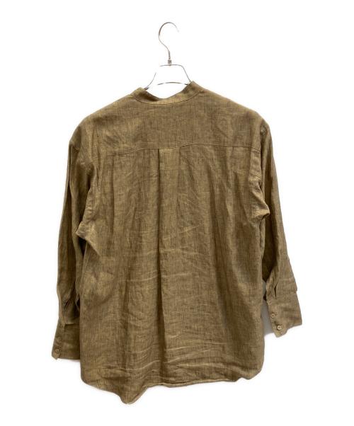 POSTELEGANT（ポステレガント）POSTELEGANT (ポステレガント) LINEN CHAMBRAY SHIRT ブラウン サイズ:36の古着・服飾アイテム