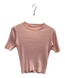 ebure（エブール）の古着「5分袖リブニットプルオーバー」｜ピンク