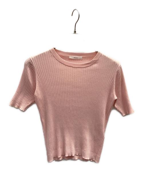 ebure（エブール）ebure (エブール) 5分袖リブニットプルオーバー ピンク サイズ:38の古着・服飾アイテム