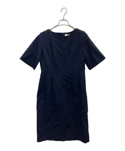 MW（エムダブリュー）MW (エムダブリュー) ストレッチ ボートネック ワンピース ネイビー サイズ:40の古着・服飾アイテム
